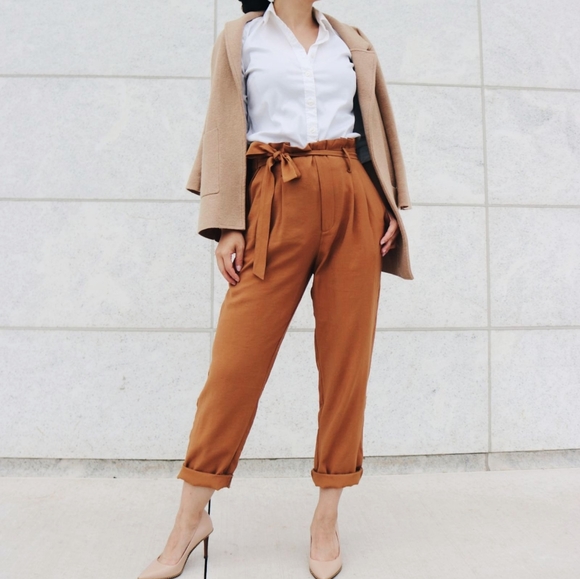 Camel Tie-Front Pants - Picture 1 of 2